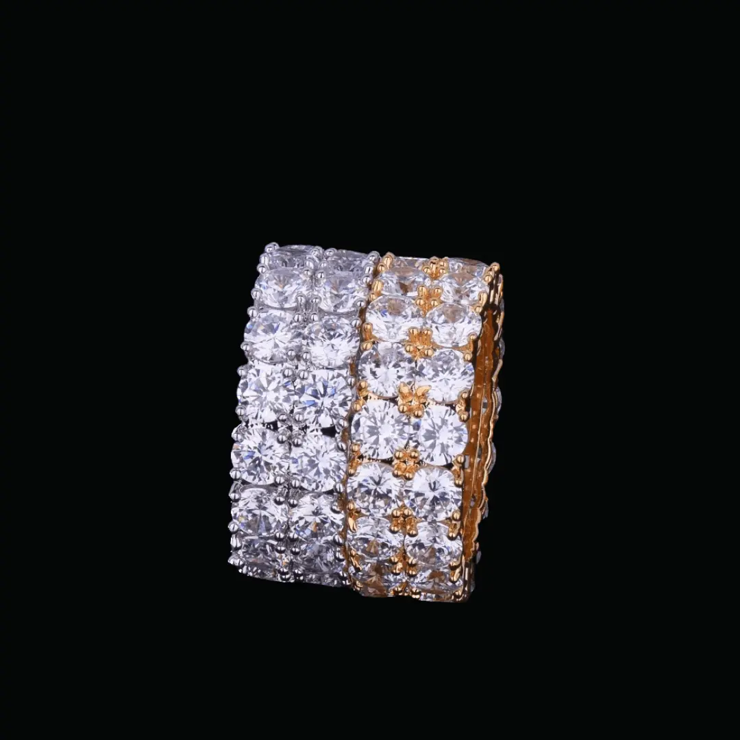 Tennis Two Rows Solitaire Iced Out Ring