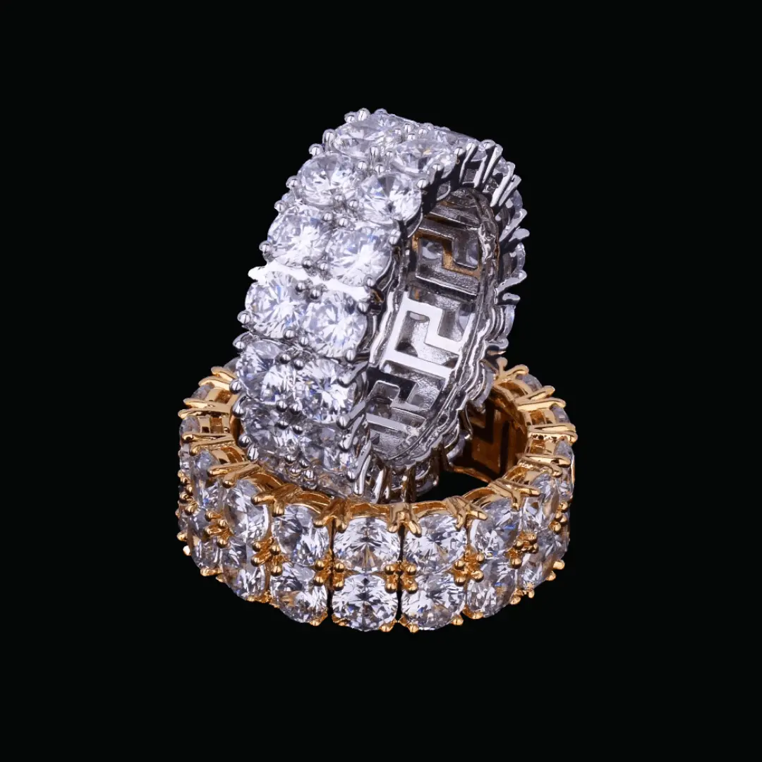 Tennis Two Rows Solitaire Iced Out Ring