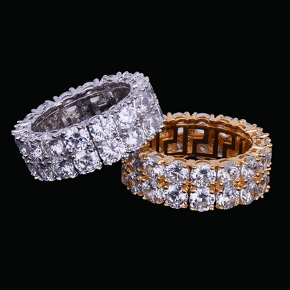 Tennis Two Rows Solitaire Iced Out Ring