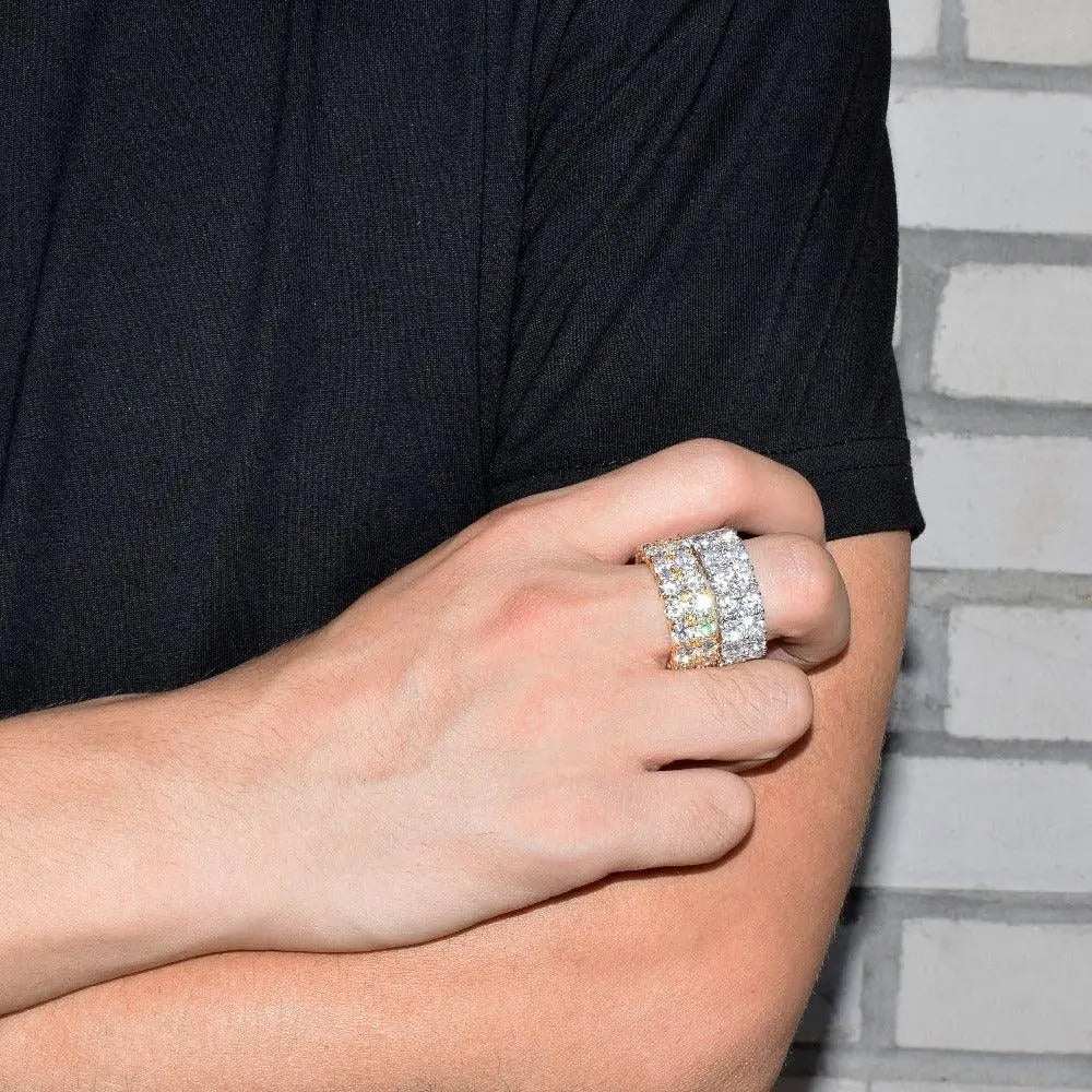 Tennis Two Rows Solitaire Iced Out Ring