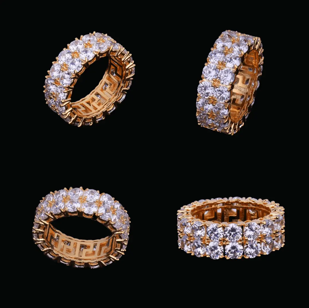 Tennis Two Rows Solitaire Iced Out Ring