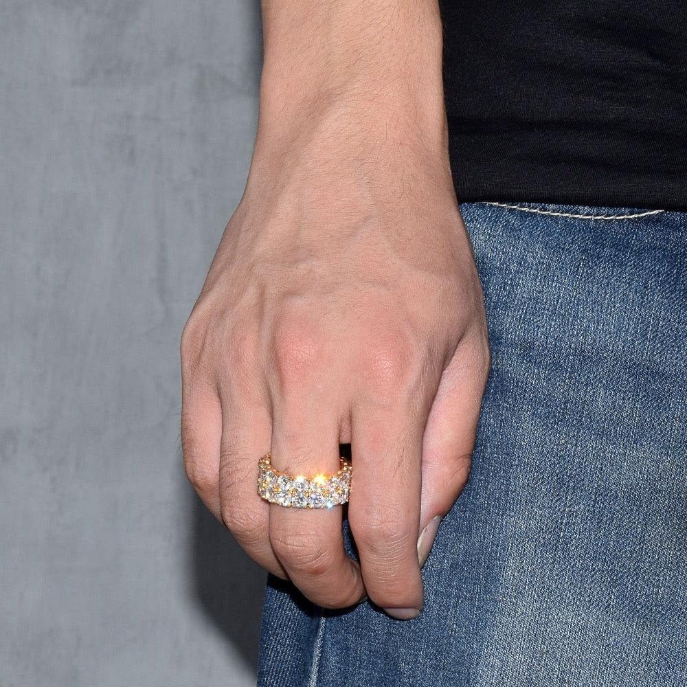 Tennis Two Rows Solitaire Iced Out Ring